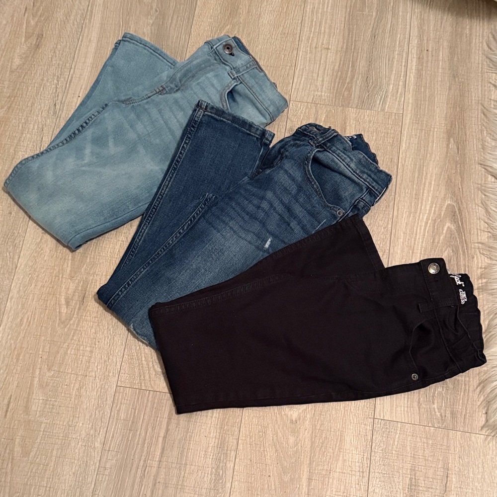 Kids Denim Jeans Trio - Black, Blue, Light Blue 3 pair